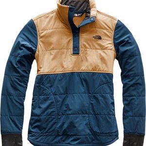The North Face Tan and Blue Quilted Pullover - Women's